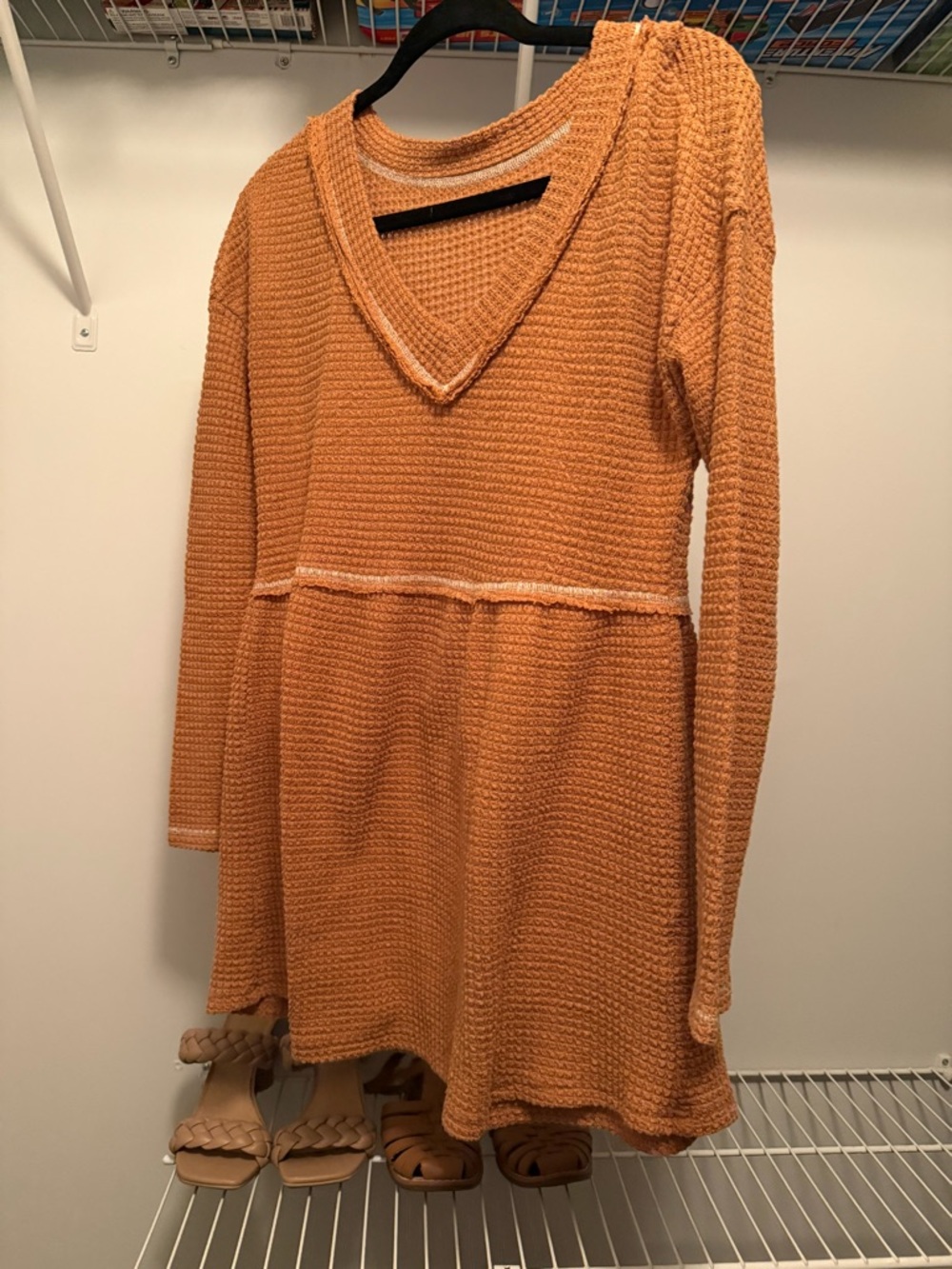 Maternity Free People-inspired Textured V-Neck Knit Tunic in Mustard